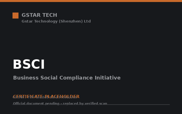 BSCI Business Social Compliance certificate