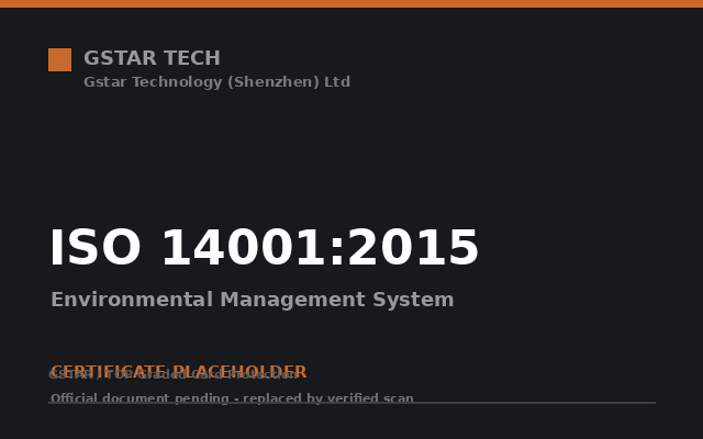 ISO 14001:2015 Environmental Management System certificate