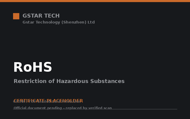 RoHS restriction of hazardous substances certificate