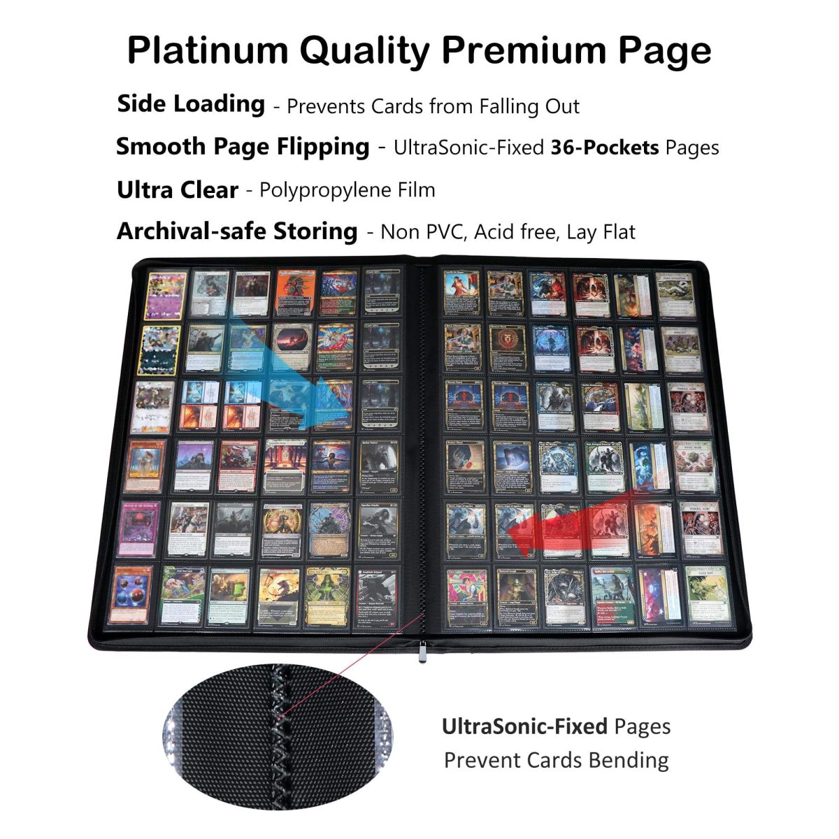 PU Leather 36-Pocket Trading Card Binder