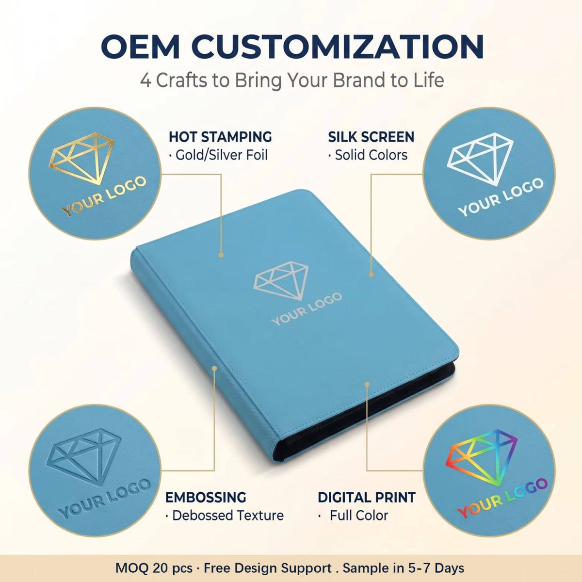 4-Pocket Synthetic Leather Card Binder