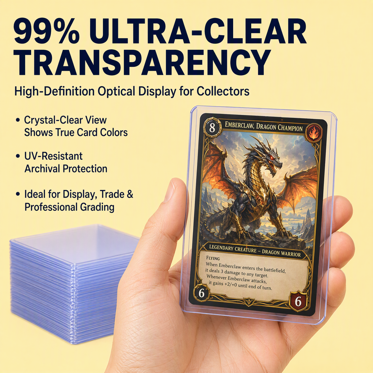 3×4 Clear Rigid PVC Business Card Toploaders