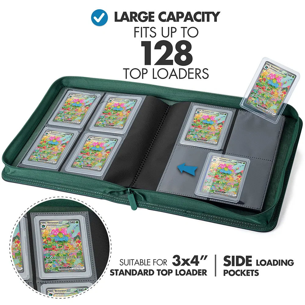 PU Leather 4-Pocket Trading Card Binder