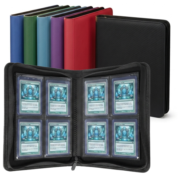 128-Pocket PU Leather Zipper Card Binder