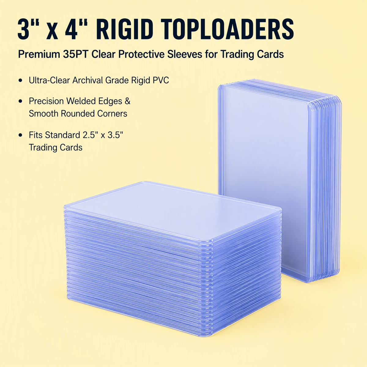 3×4 Clear Rigid PVC Business Card Toploaders