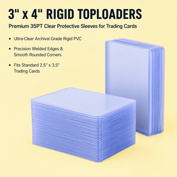 3×4 Clear Rigid PVC Business Card Toploaders - graded card protection