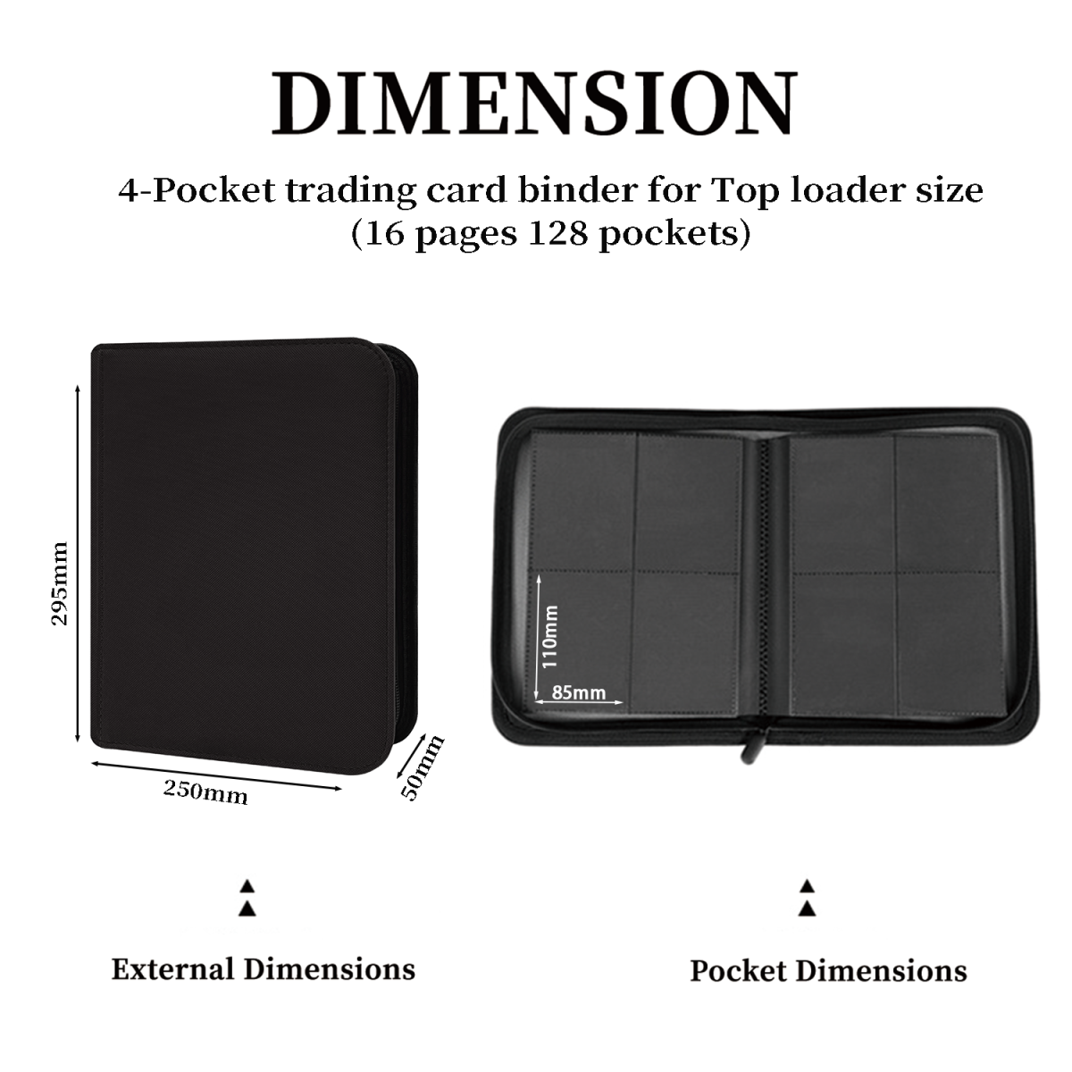 128-Pocket PU Leather Zipper Card Binder