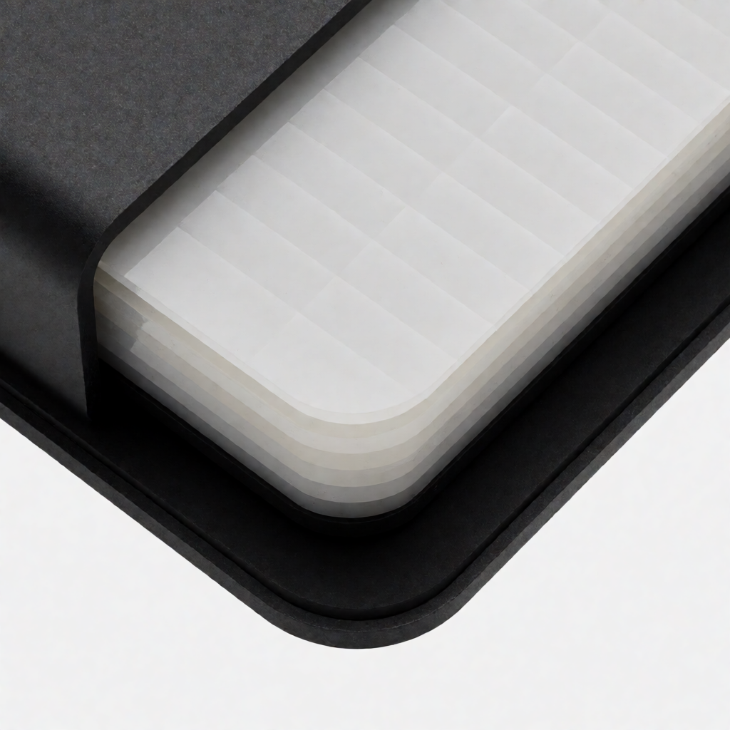UV protective material layers on graded card with close-up of archival-safe plastic construction